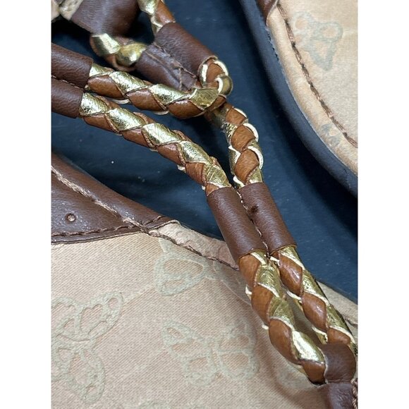 B.O.C. Womens Braided T-Strap Faux Leather Sandals Size 9M Brown & Gold - Picture 4 of 9